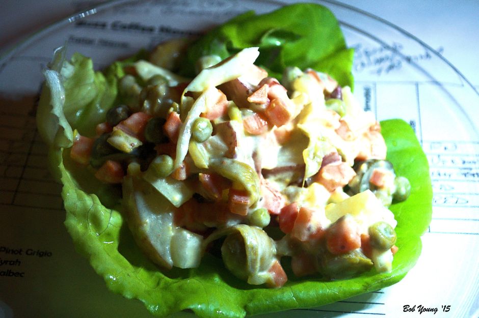 Mexican Potato Salad - Ensaladilla Rusa (Delicious! Loved the mixture of ingredients. I want this recipe, too!) 2012 Clarksburg Merlot just didn't go too well with the salad [16]